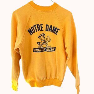 Vintage 70s 80s Notre Dame Fighting Irish Gold Sweatshirt Gold's Gym Tag Large